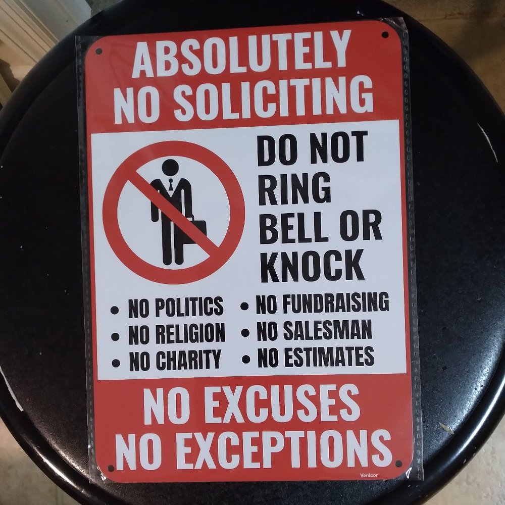 No soliciting Sign NWOT